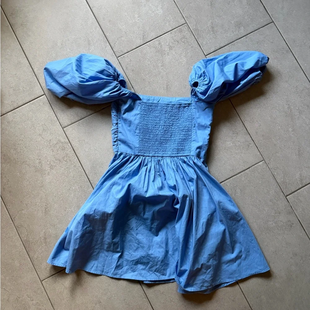 Abercrombie & Fitch Emerson Light Blue Smocked Bodice Mini Dress - Picture 2 of 4